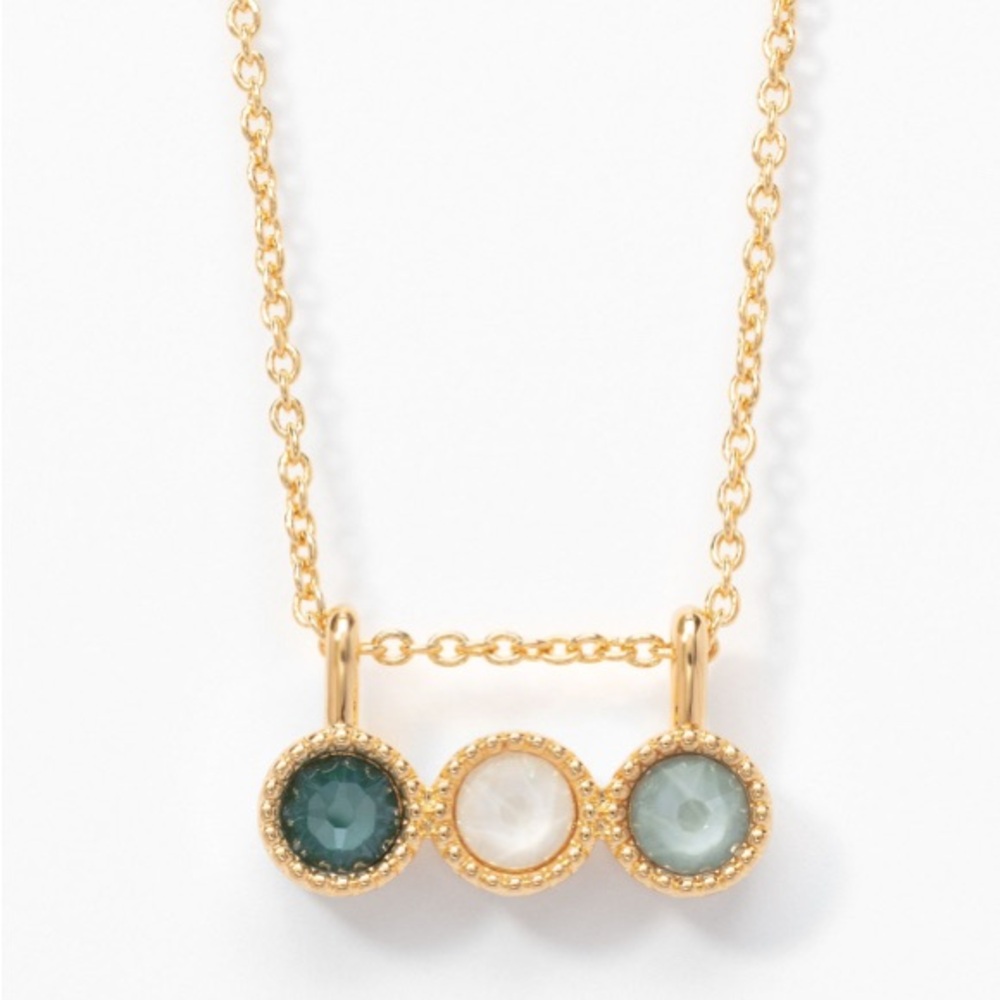 Touchstone Crystal by Swarovski Triple Play Necklace gold plated green crystals